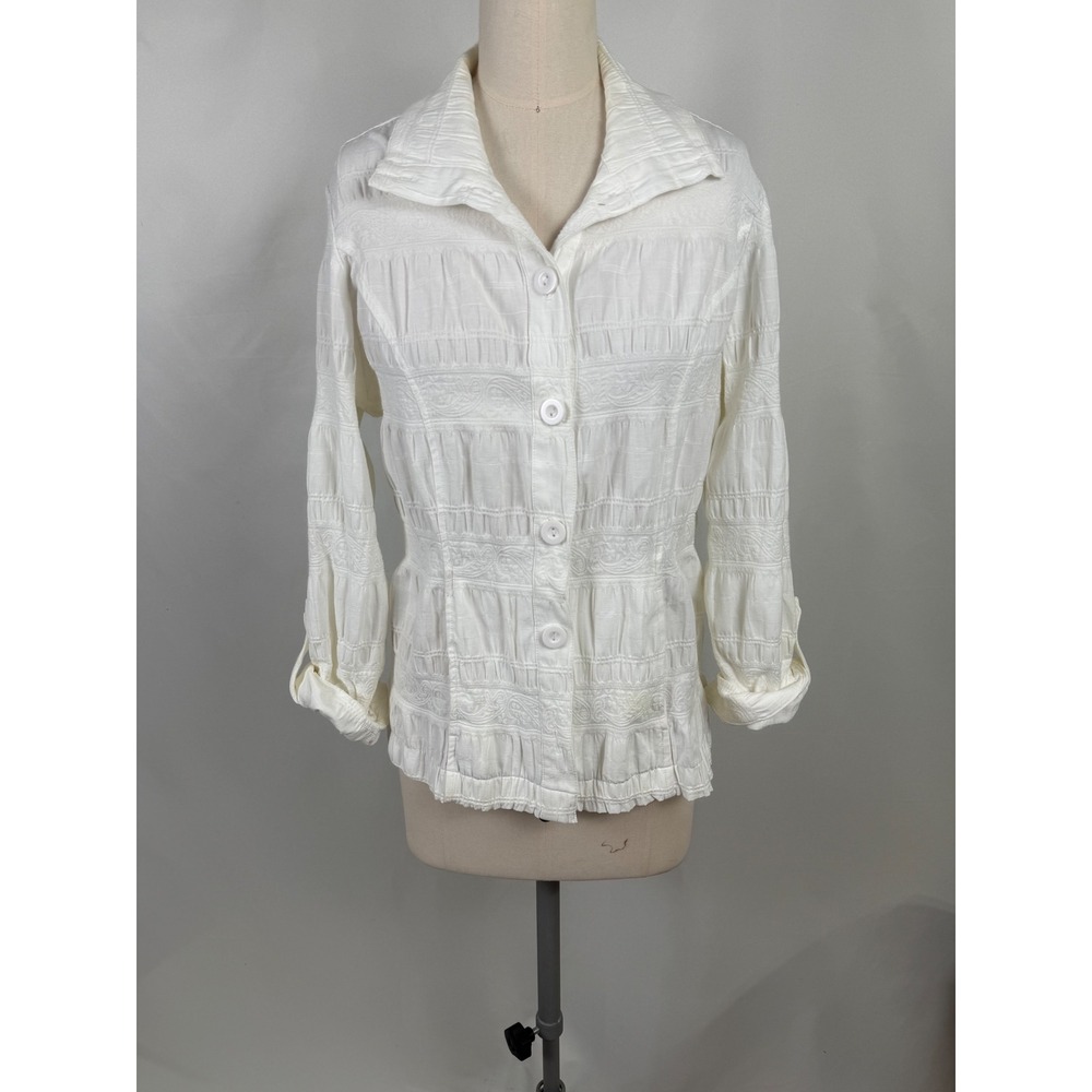 Christopher Banks Medium Embroidered Button Up Top Academia Royal‎ Victorian